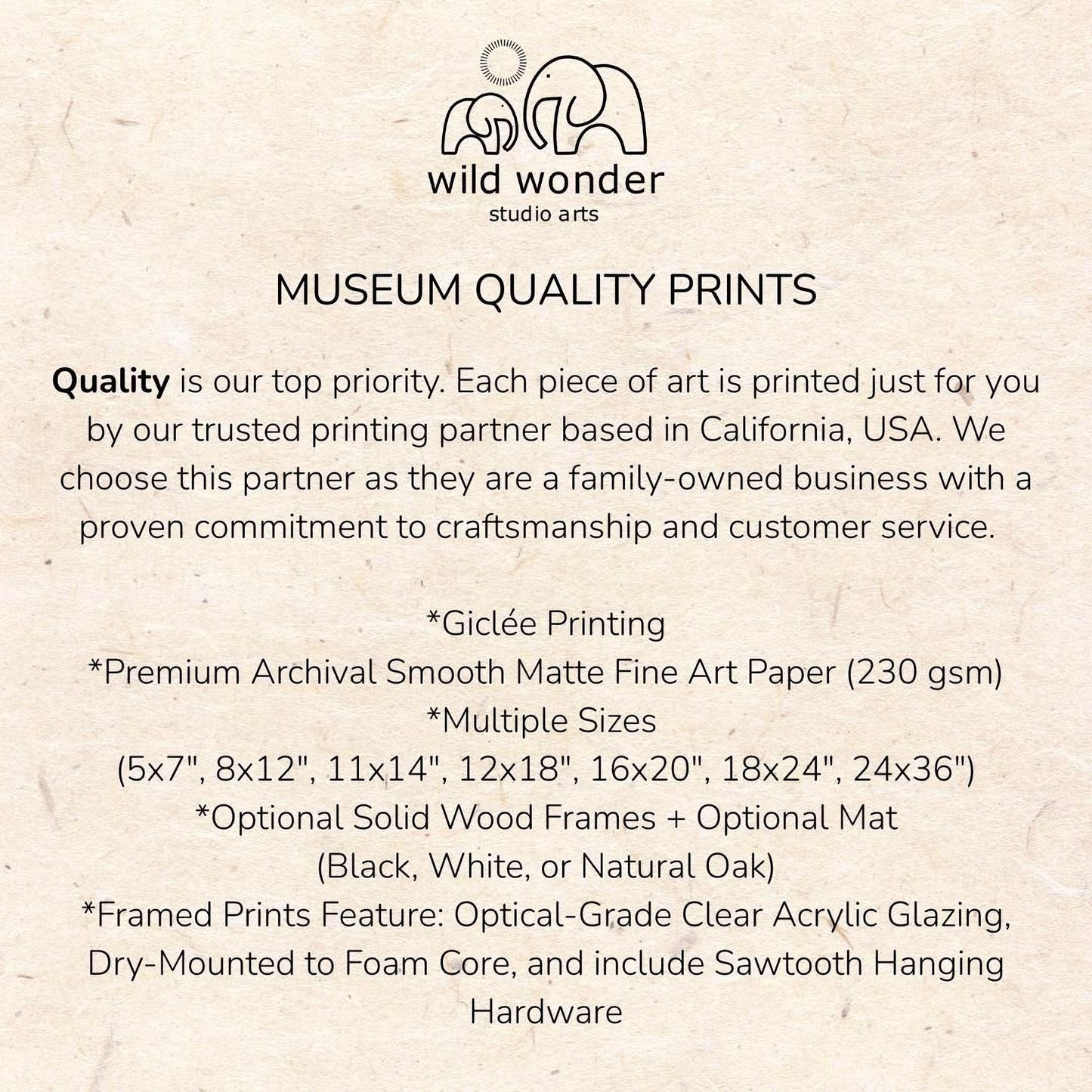 The image is a collage of various images, including a logo, a text box, and a list of different print sizes and features.