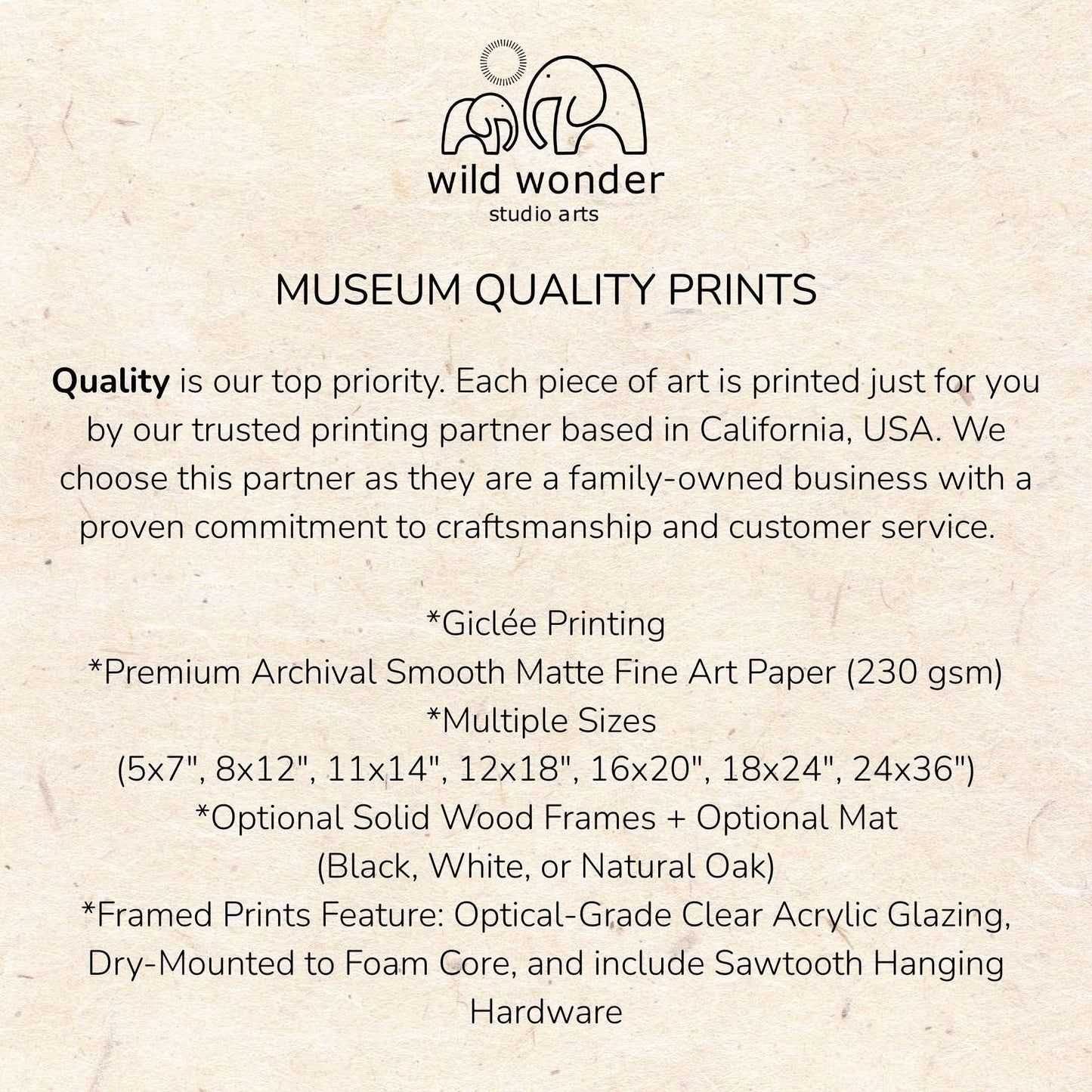 The image is a collage of various images, including a logo, a text box, and a list of different print sizes and features.
