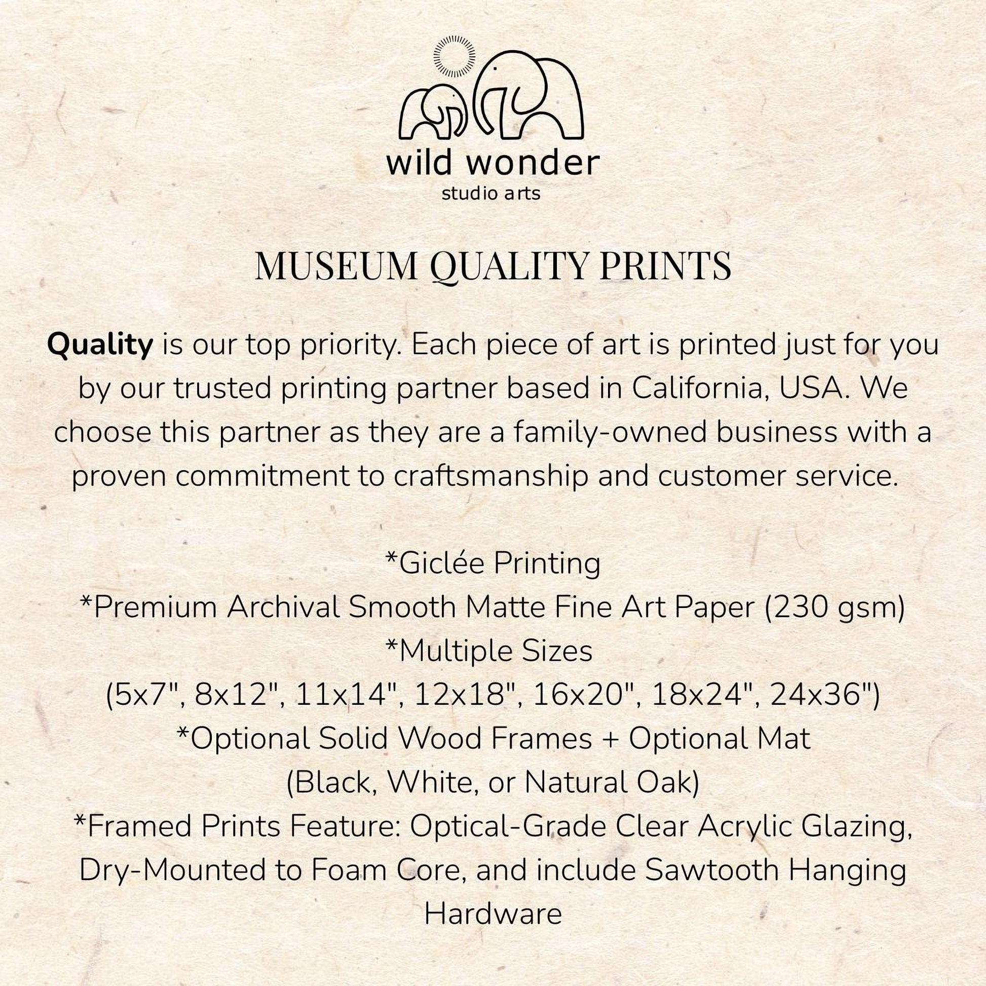 The image is a text-based collage that provides information about the quality of prints from a printing partner.